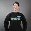 Person wearing a black AFSCME sweatshirt against a gray background
